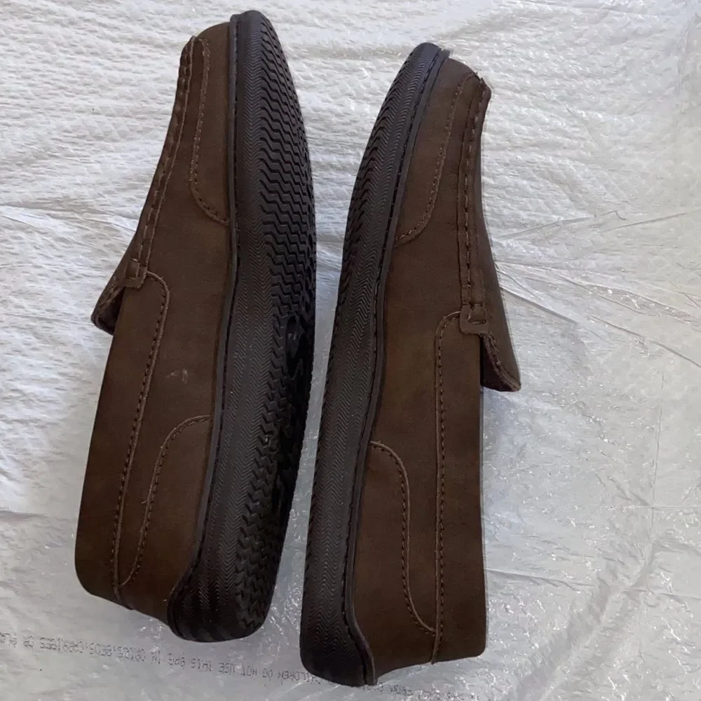 Hush Puppies My Slippers Leather Dark Brown Men's Loafers Size 10 US